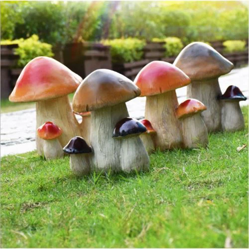 गार्डन सजावट के लिए सही Emulational मशरूम शीसे रेशा प्रतिमा